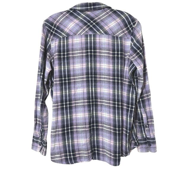 Woolrich Women’s Size Large Purple Plaid Flannel Long-Sleeve Button-Down Shirt - Picture 7 of 10